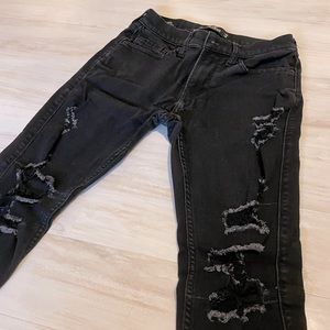 Mens 28W x 30L Stacked Skinny Black Hollister Jeans